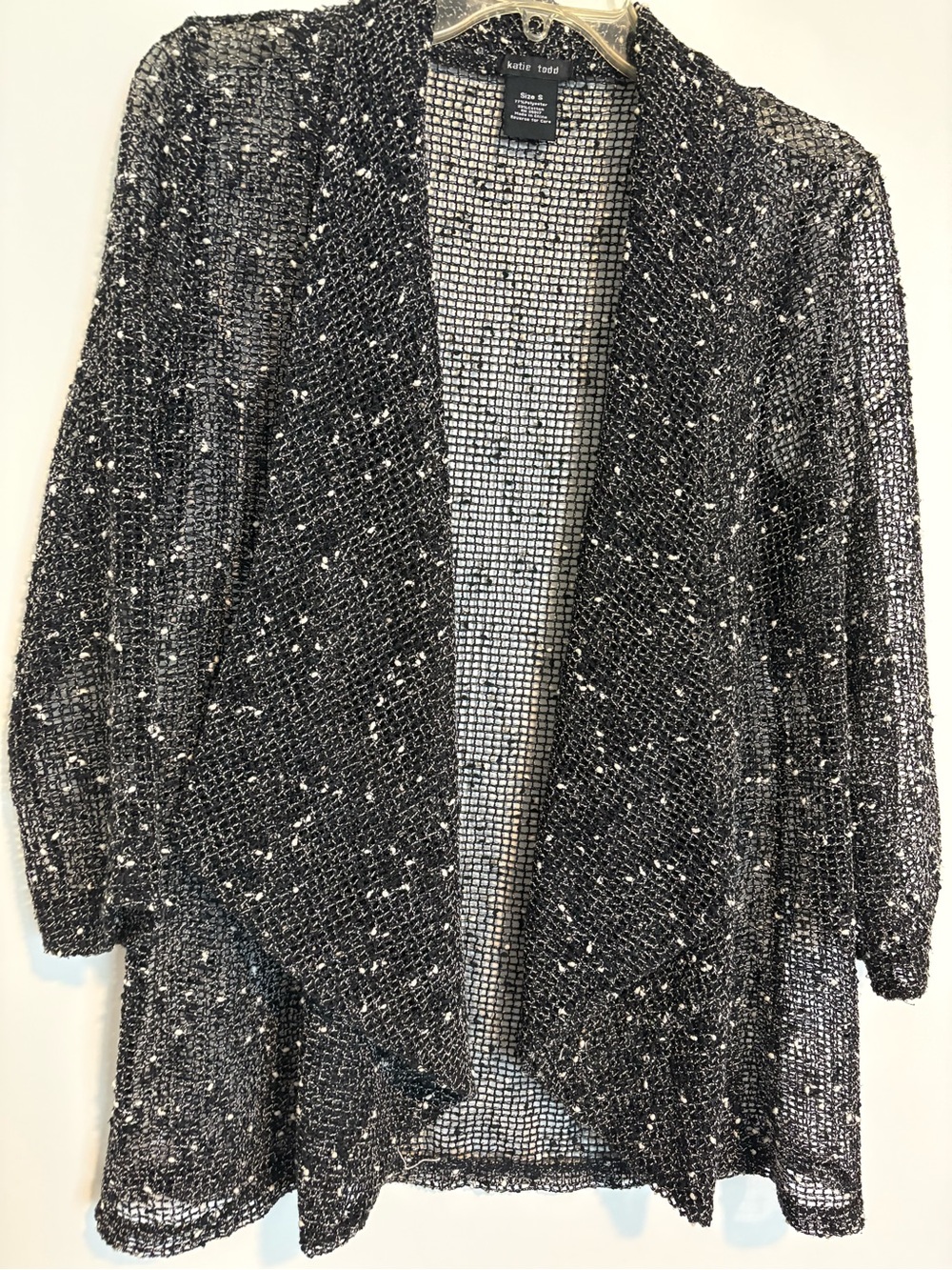Katie Todd Lagenlook Mesh - Womens Cardigan - Black/White - Size Small